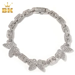 THE BLING KING 16MM Miami Cuban Necklace With 3 Butterflies Iced Out  Baguettecz Cubic Zirconia Luxury Fashion Hiphop Jewelry
