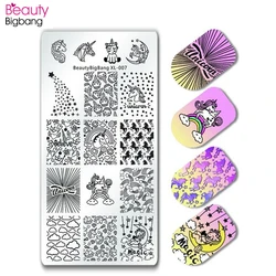 BeautyBigBang 6*12CM Nail Stamping Plates Rectangle Nail Art Stamp Cute Dog Unicorn Image Template Stamping For Nails BBB XL-007