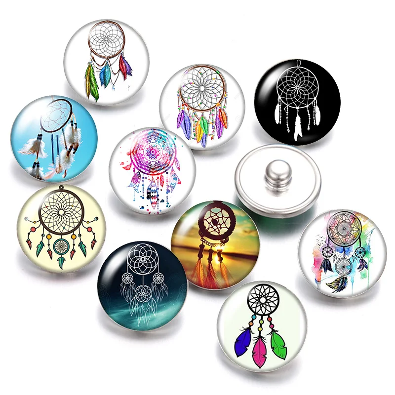 DB0460 New Beauty Dream catcher 10pcs Round 18mm photo glass cabochon snap buttons for snap jewelry snap necklace wholesale