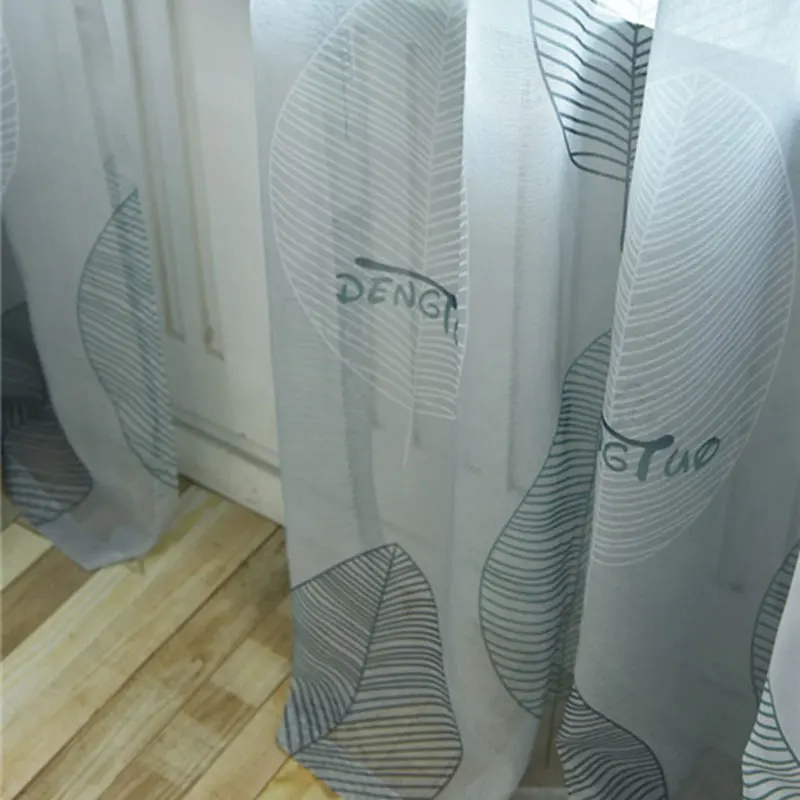 Modern Printed Leaf Blackout Curtains for Living Room, Thick Curtain, Window for Bedroom, Kitchen Blinds, Finished Drape Door