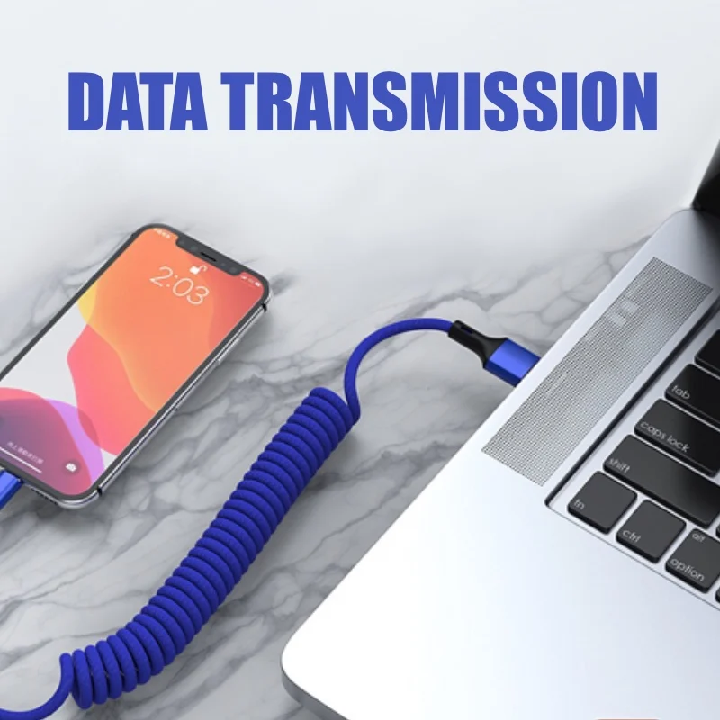 URVNS 5A USB Fast Charging Cable 1.5m Spring Data Cable Type C Micro Charger For Samsung Xiaomi Huawei iPhone