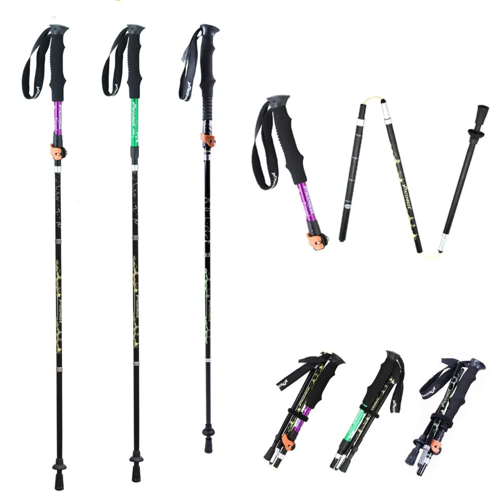 YOUGLE Adjustable 4 Section Alpenstock Komperdell Walking Trekking Pole For Hiking Mounting