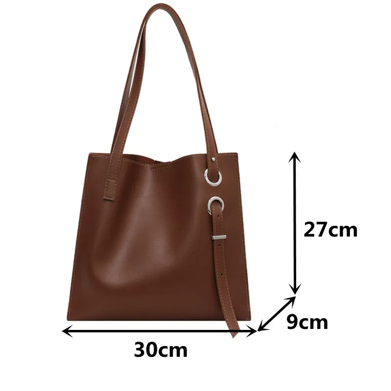 Big Leather Tote Bags 2023 Women\'s Brand Handbag High Capacity Vintage Shoulder Bag Travel Hand Bag Lady Solid Color Shopper Bag