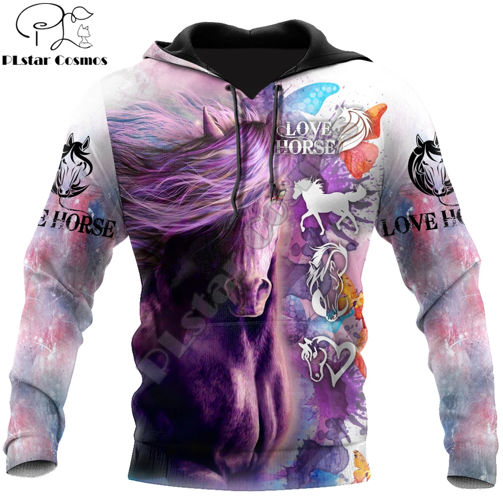 

Love Horse Painting Colorful 3D All Over Printed Autumn Men Hoodies Unisex Casual Zip Pullover Streetwear sudadera hombre DW0484