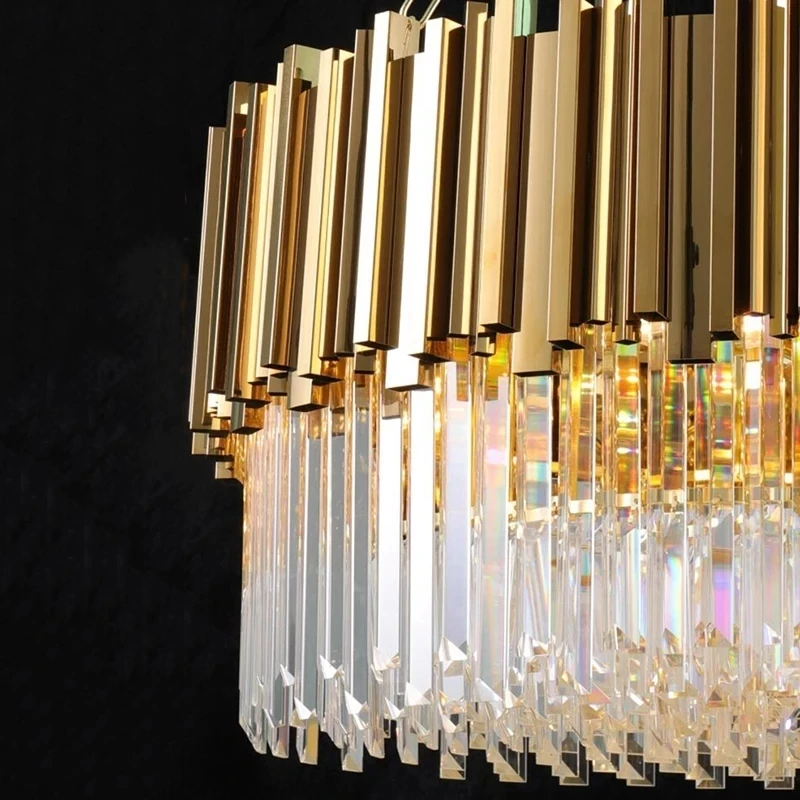 الحديثة لوفت LED k9 كريستال الثريا الثريا لامعة قلادة ضوء مطعم مصابيح الشمعدانات الفولاذ المقاوم للصدأ ديكور المنزل