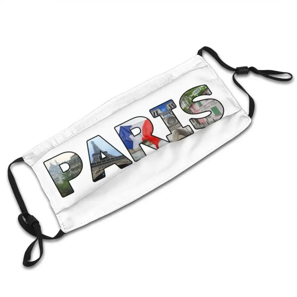 Paris Washable Trending Customized Pm2.5 Filter Mask Paris Text Outline Travel France Parc Des Buttes Chaumont Eiffel Tower