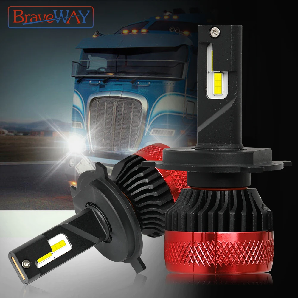 

BraveWay 6000k 100w H1 H3 H4 H7 H11 Led Headlight Super Bright White Light Lamp Bus/Truck Bulb 24v Car Cree Chips Engineering