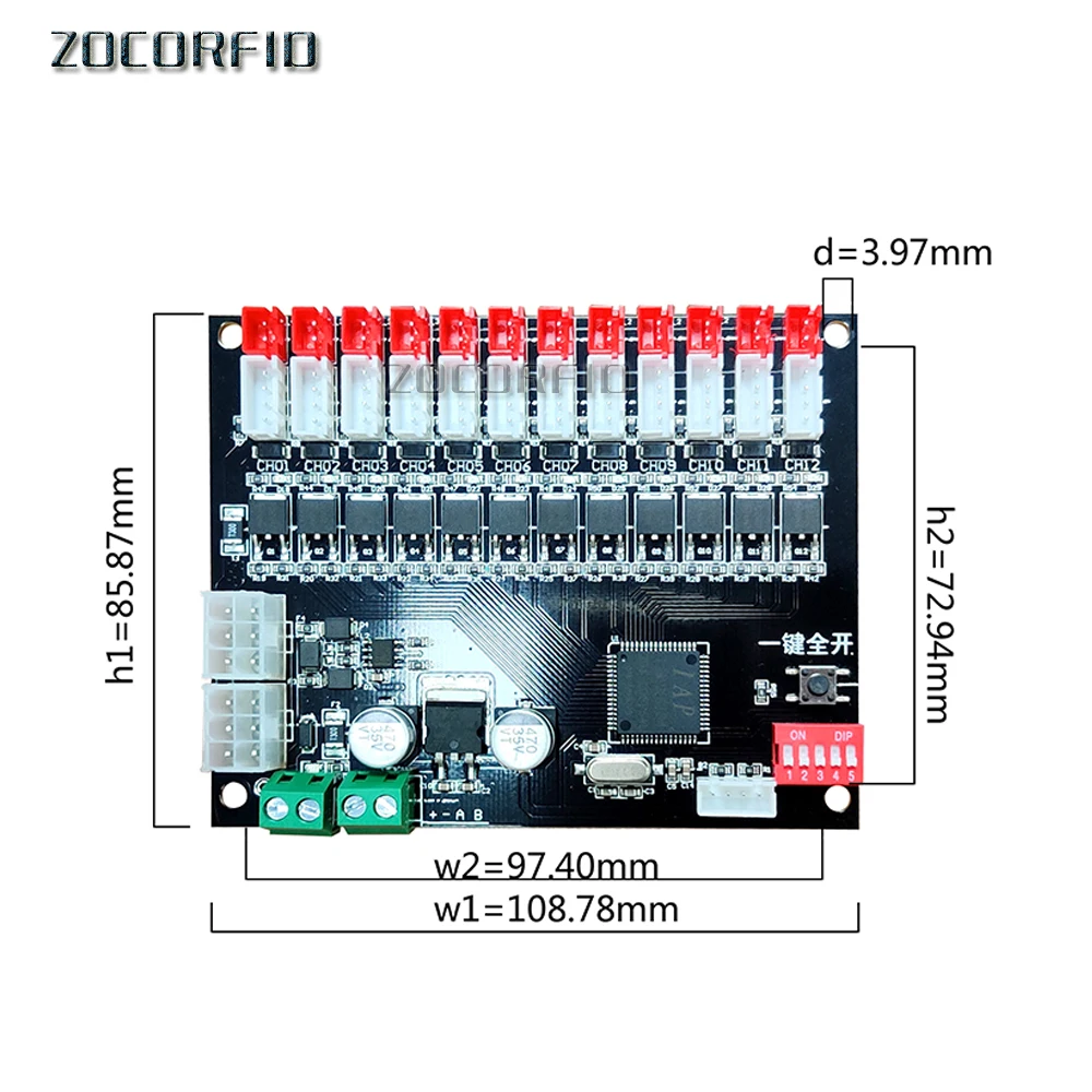 Smart electronic cabinet Lock Control board Smart locker Storage Cabinet controller 12V/24V RS485 With light