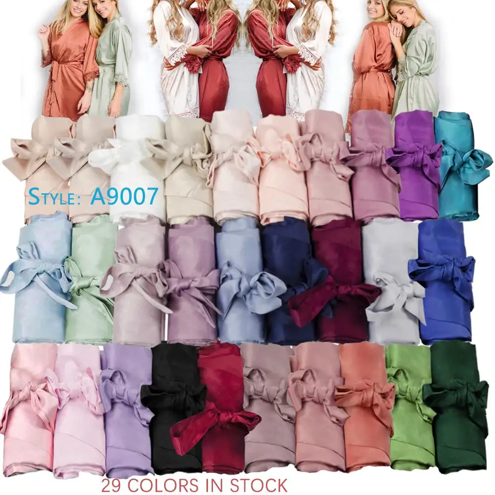 Various Colors Plain Robe Satin Loungewear for Women  A9007