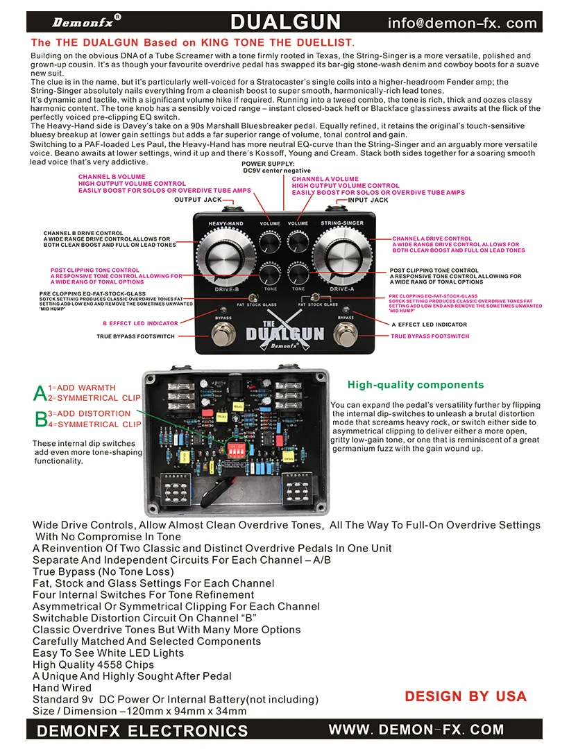 Demonfx AT-DS Freedman BE-ODX Guitar Effect Pedal Overdrive Distortion Delay CHorus AUTOWAH Pedal