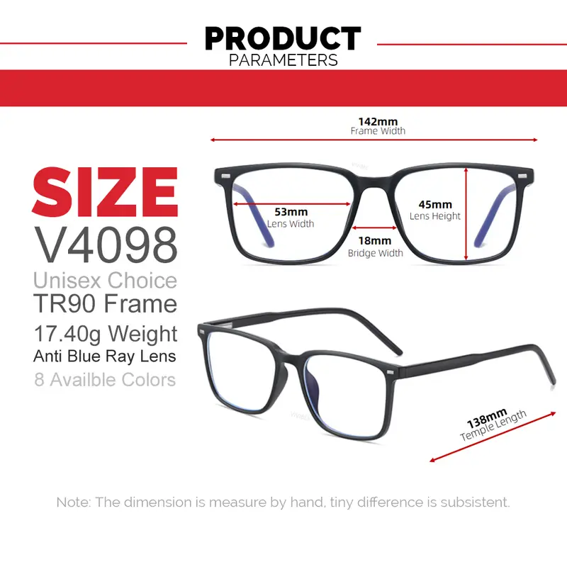 VIVIBEE Classic Square Blue Light Blocking Men Glasses Computer Gaming TR90 Black Anti Ray Eyeglasses Better Sleep Clear Eyewear - Image 6