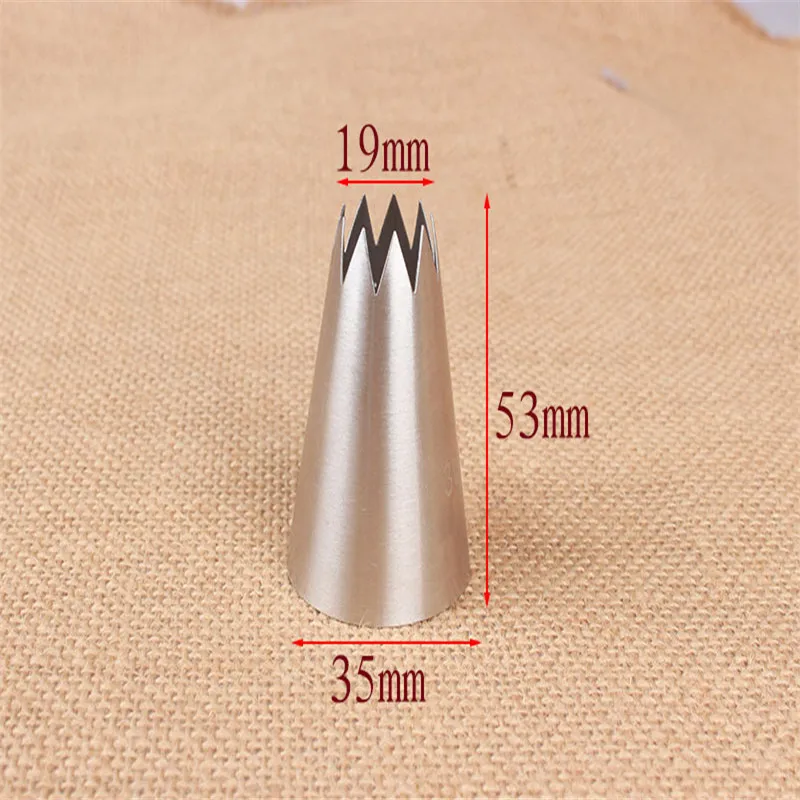 1PCS Large Size Open Star Stainless Steel Icing Piping Nozzles Fondant Cake Decorating Pastry Sets Tools Bakeware 9 Teeth #362