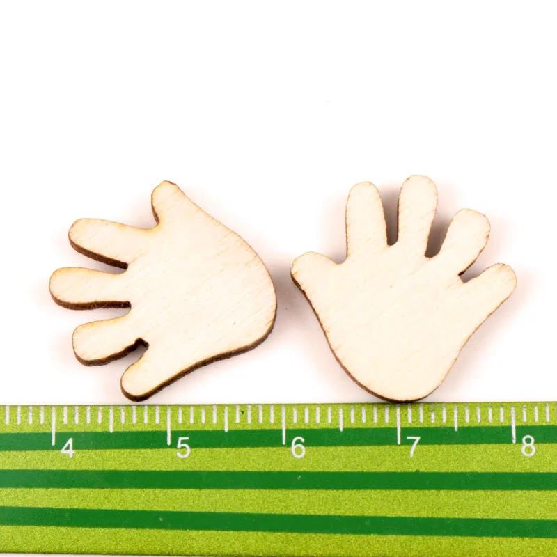 Natural Wood Color Hand Wooden Pattern Scrapbooking Craft For Embellishments Handmade DIY Handicraft Decoration 20mm 30pcs