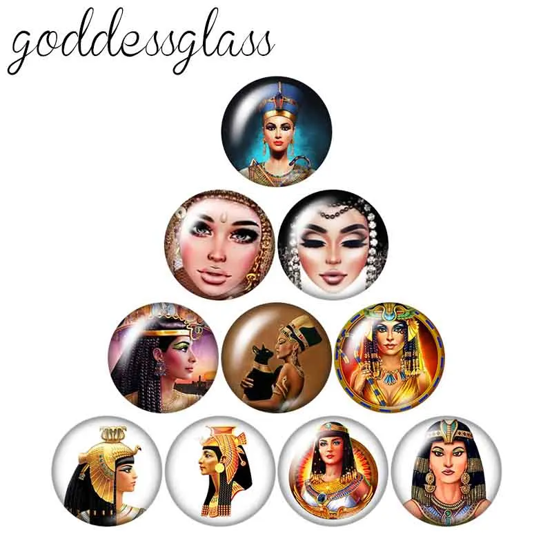 New Lady Face Cleopatra Woman 10pcs 12mm/18mm/20mm/25mm Round photo glass cabochon demo flat back Making risultati