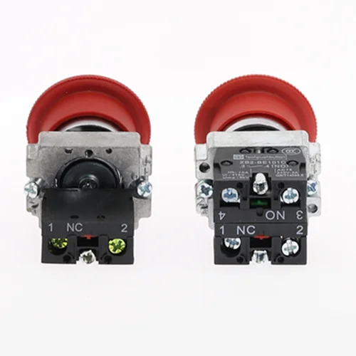 Imagen 2 del producto Interruptor de botón de parada de emergencia con cabeza de hongo rojo XB2, 22mm, 10A/415V, XB2-542, XB2-545