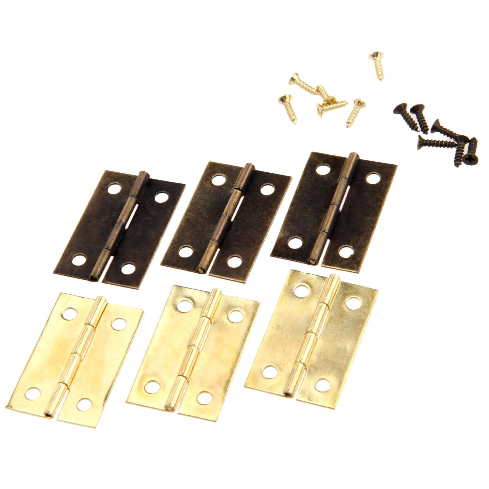 4pcs Hinges 34*32mm Iron Gold/Antique Bronze 4 holes Iron Decorative screw Vintage Wooden Jewelry Box Cabinet Furniture Fittings