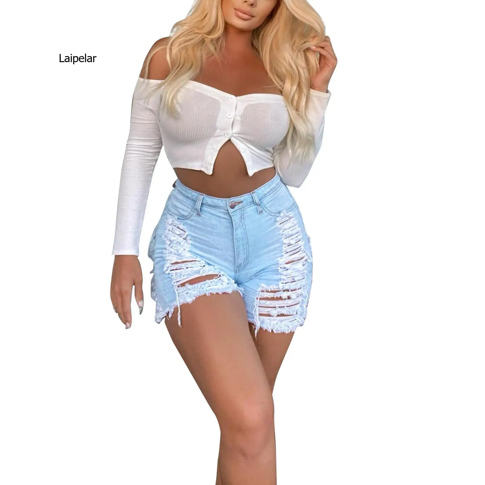 1pcs Mid Waist Sexy Womens Jeans Denim Shorts 2021 Fashion Denim Broken Hole Shorts Ladies Skinny Super Sexy Short Jeans