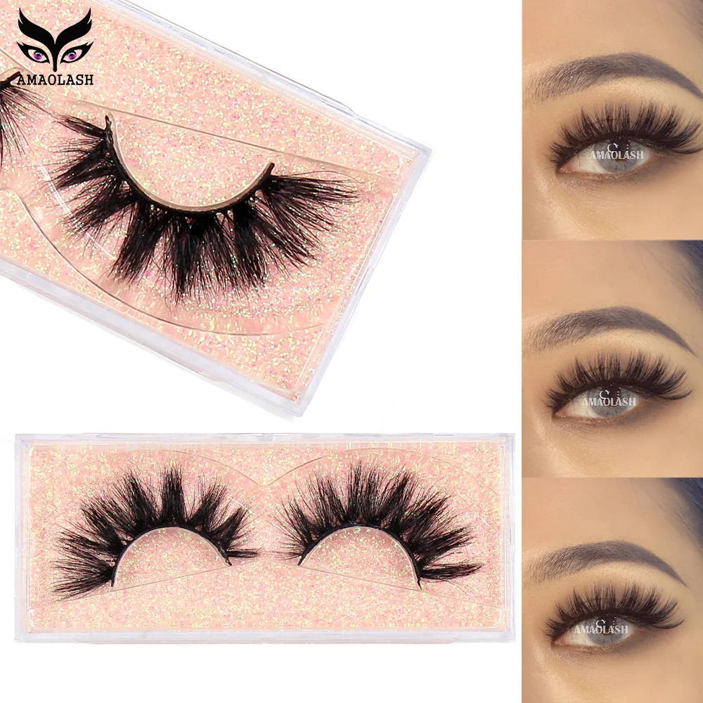 AMAOLASH แต่งหน้า Eyelashes 3D Lashes นำมาใช้ใหม่ Fluffy หนา Mink ขนตา Wispy Lash Dramatic ธรรมชาติโหดร้ายฟรี Soft Lash L3