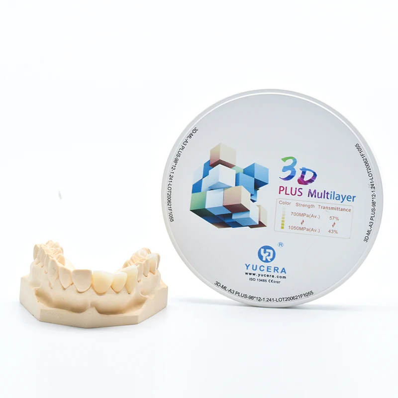 

Yucera 3D plus multilayer dental zirconia block Explore with CE ISO Open System 98 mmX20mm