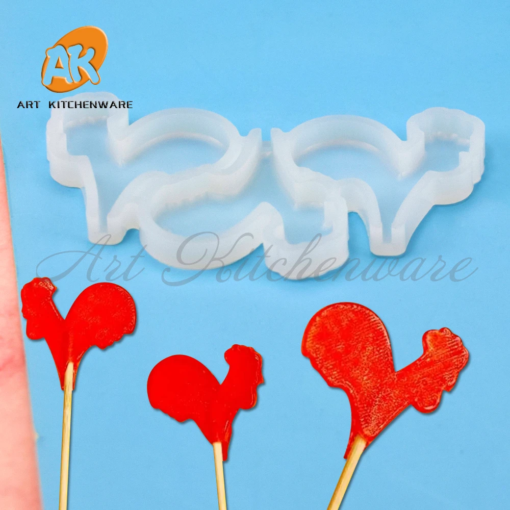 Sharp-tail Rooster Design Lollipop Silicone Mold Candy Model Chocolate Fondant Mould Cake Decorating Tools Baking Accessories