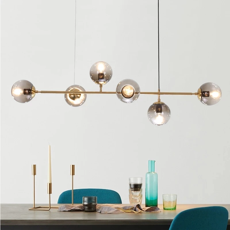 Modern Luxury Chandeliers LED Glass Ball Gold Lamp Scandinavian Table Dining Room Nordic Style Ceiling 220v Pendant Lights Sets
