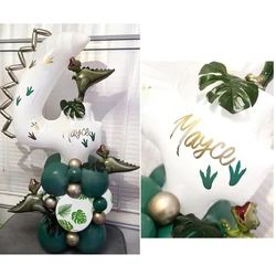 32inch White Number Dinosaur Jungle Theme Birthday Balloons Set Happy Birthday Party Baby Shower Decoration Jurassic World