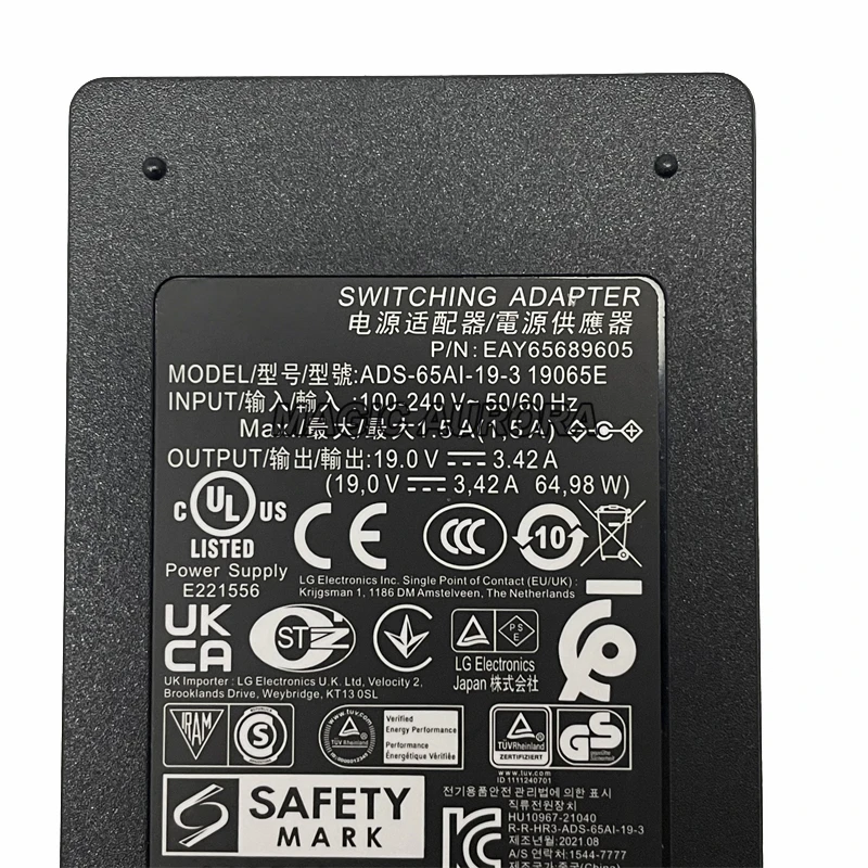 Imagem -04 - para lg Smart tv Monitor M2352j-pm 32ul750 29ln4607 29ln4575 26ln460r M2780d-pz 15z980-u Aas5u1 Power Adapter 19v 3.42a