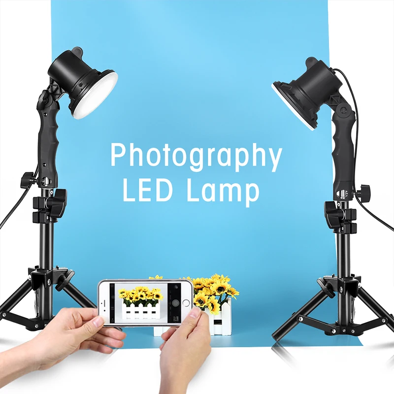 SH LED Lamp Photography Studio Light Bulb Portrait Soft Box Fill Light Bulb with 37CM Light Stand Tripod Photo Studio