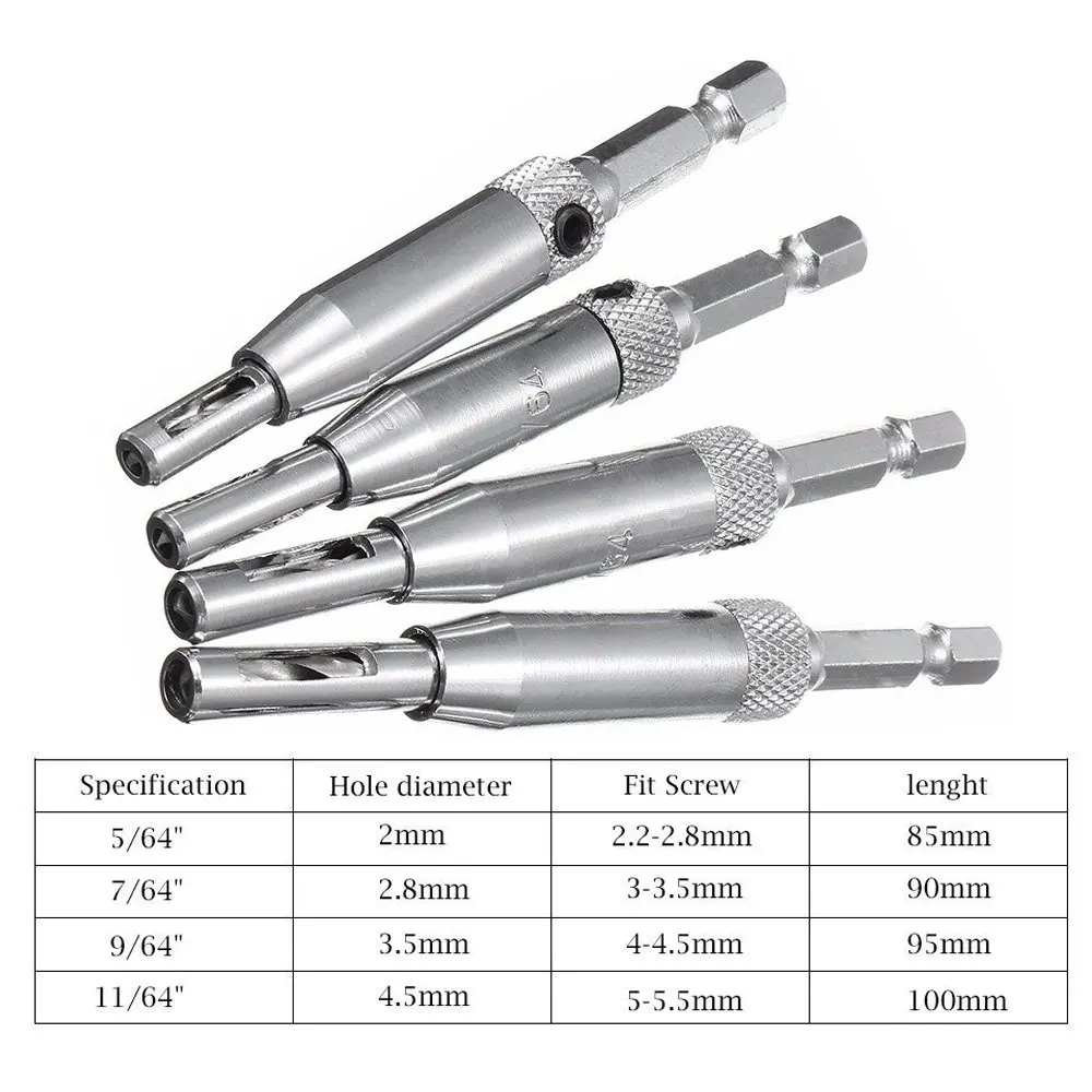 7Pcs Self Centering Lock Hinge Hardware Drill Bit Set Hardware Drawer Pilot Hole Guides Centering Hinge Home Hand Tools D30