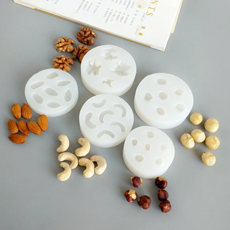 

3D Simulation Dried Fruit Hazelnut,Food Grade Silicone Mold, Mini Candle Making Supplies, Chocolate, Walnut, Cashew, Baking Tool