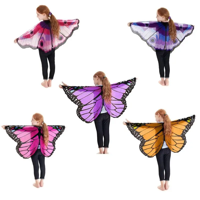 Fairy Tale Princess Cosplay Costume Butterfly Wings Shawl Cape Stole Kids Boys Girls Scarf Wrap accessories