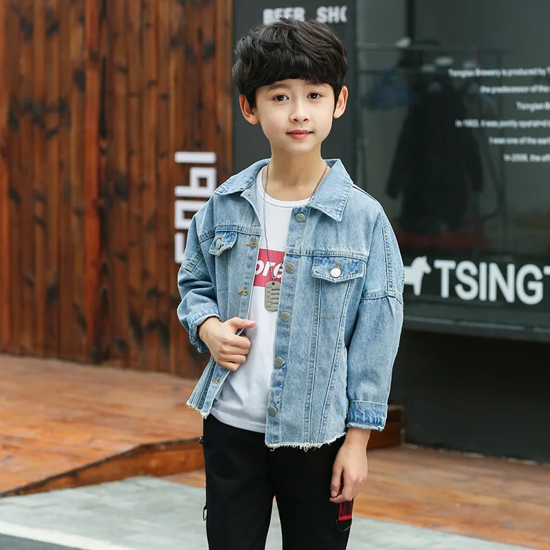 

Boys Denim Jacket Korean Version Spring and Autumn Kids Coat New 4-14 Years Old Children Top