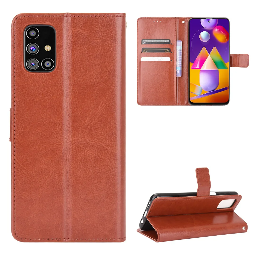 For Samsung Galaxy M31s SM-M317F/DS Case Retro Wallet Flip Style Glossy Skin PU Leather Phone Cover For Samsung Galaxy M31S Case