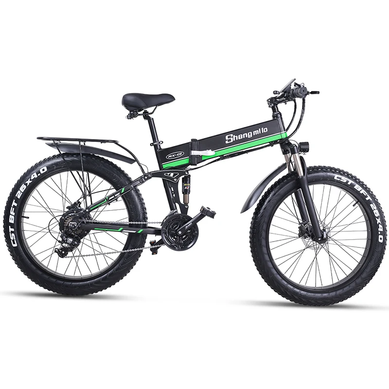 (EU Stock)MX01 mountain electric bike 1000W 12.8AH snow bike 40KM/h 26inch Fat tires waterproof foldable ebike