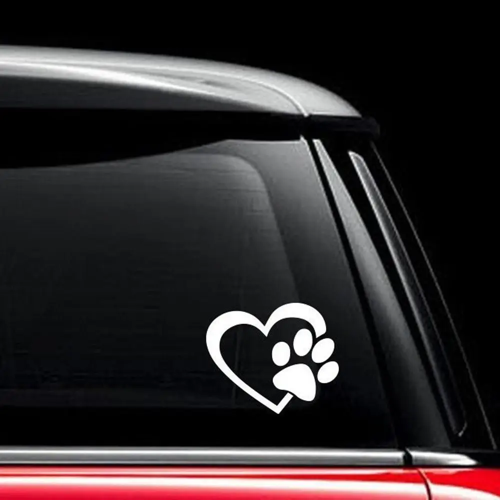 Fashion 4 Colors Cute Dog Paw with Peach Heart Car Sticker Cartoon Animal Take Dog Cat Love Pet Car Sticker