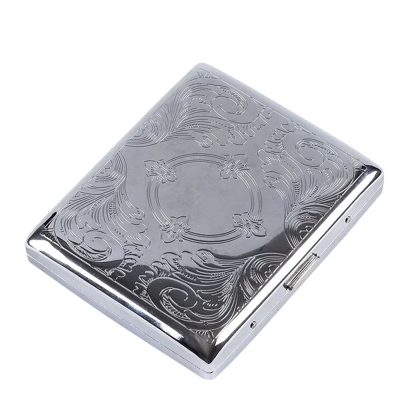 Silver Portable Metal Cigarette Case for Thick Cigarettes Flip Open Traveling Cigarette Container Box Holder Outdoor Smoking1PC