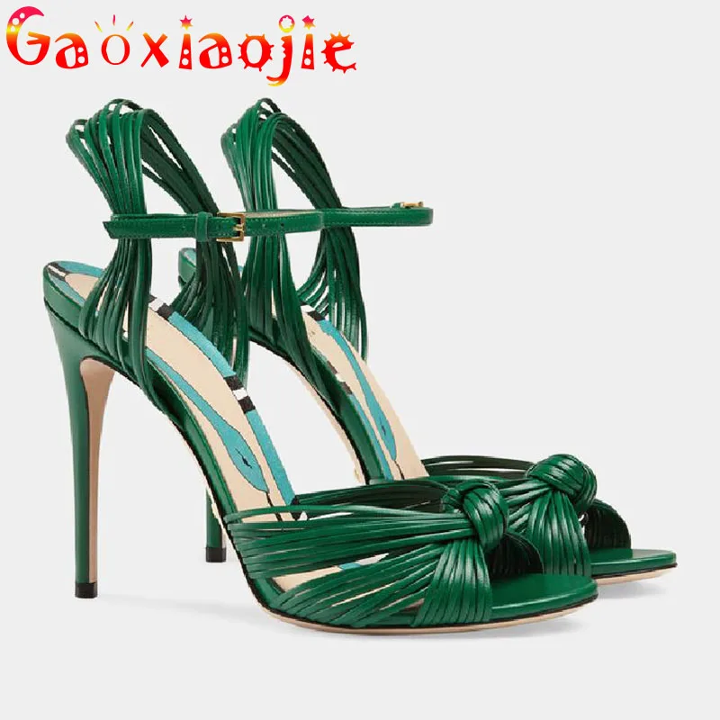 gaoxiaojie Super High Heel Temperament Women\'s Shoes Chic Sexy Ribbon Woven Prom Dress Sandals10.5CM Fashion Party High Heels