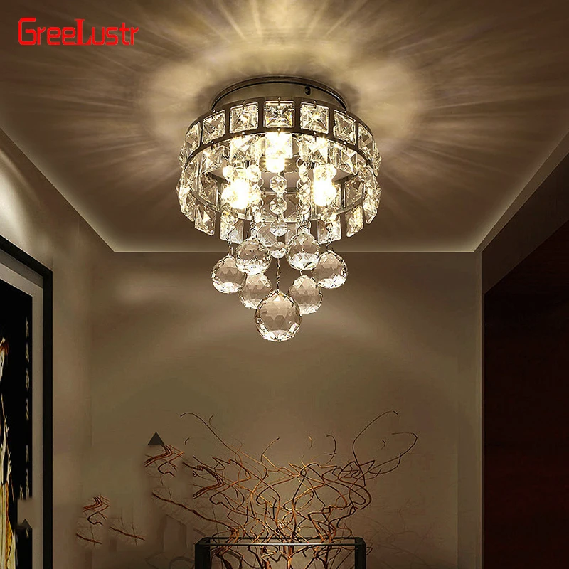 Modern Crystal Ceiling Lamp Bedroom Hallway Pendant Light Indoor Lighting Hanging Led Chandelier Fixtures Chrome Plafon Lustre