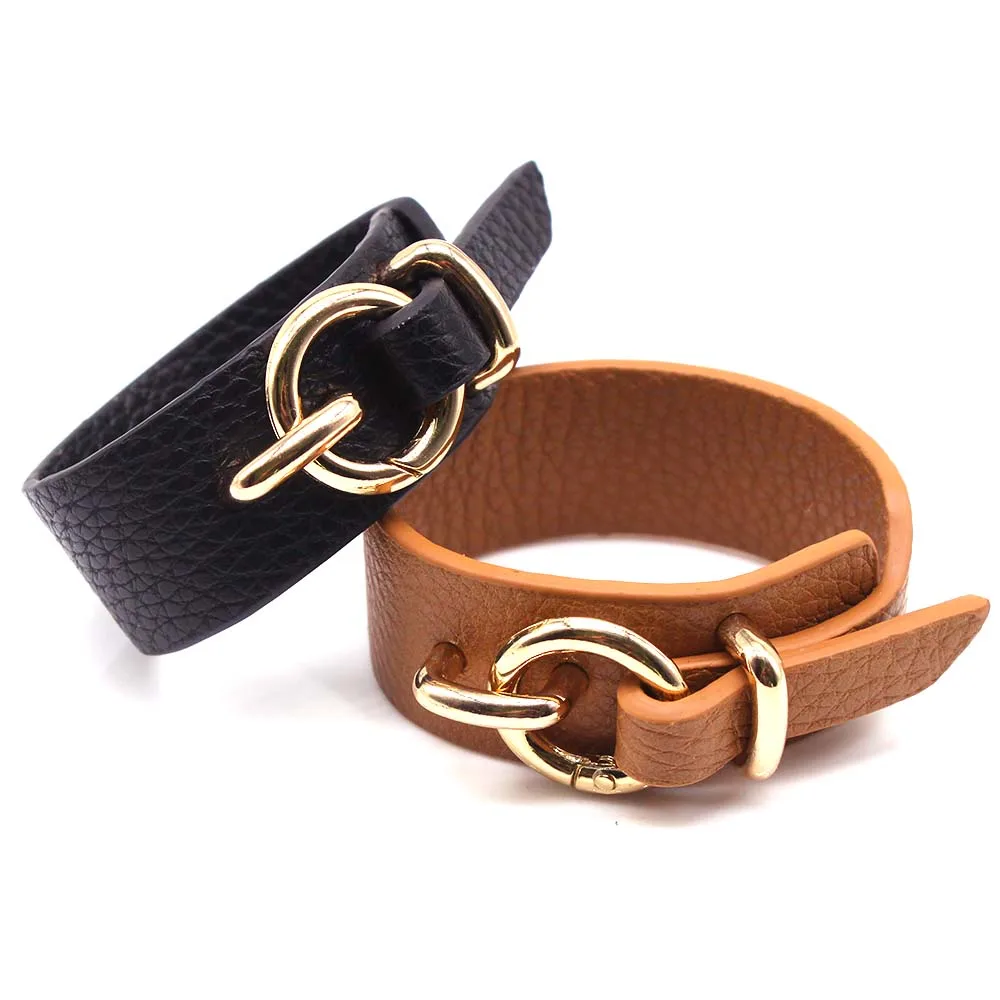 TOTABC Fashion Punk Leather Bracelet For Women Wristband Charm Cuff Bracelets & Bangles Jewelry Gift Pulsera