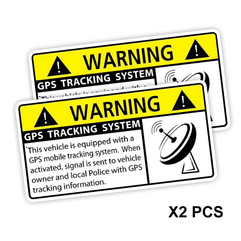 Y315# 2 PCS Warning GPS Alarm System Sticker on The Car Vinyl Decal Waterproof Decoration Car Stickers