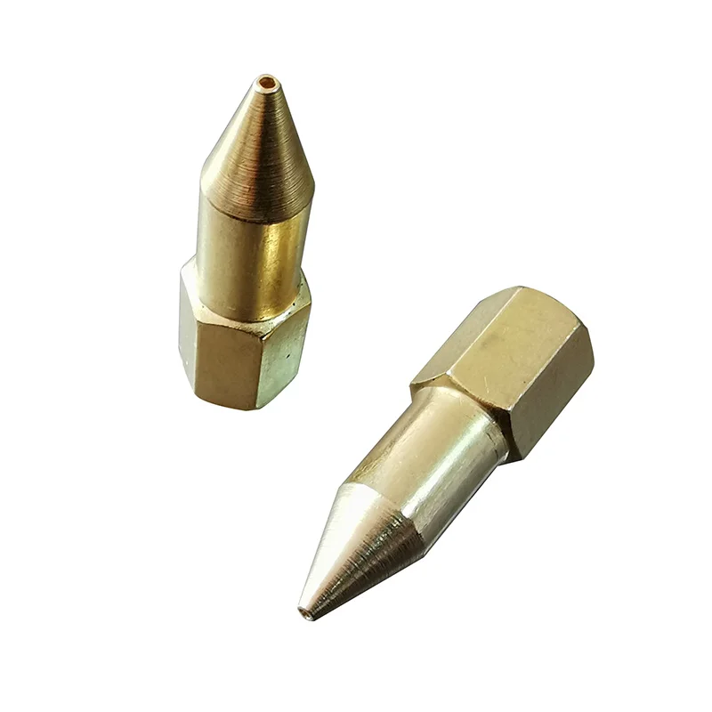 Cobre-Plated Graxa Gun Bico Ponta, Universal Bico de Aço, cabeça chata, óleo pneumático, 5 pcs