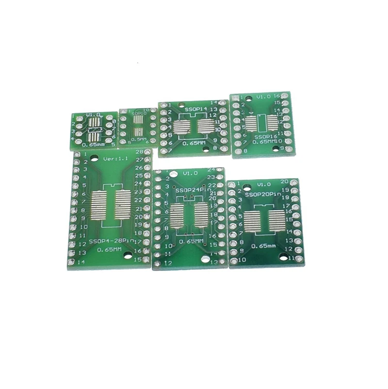 35PCS/LOT PCB Board Kit SMD Turn To DIP 7 Value*5Pcs SOP8 MSOP10 SOP14  SOP16 SOP20  SOP24 SOP28  SMT To DIP DIP-SOP SET