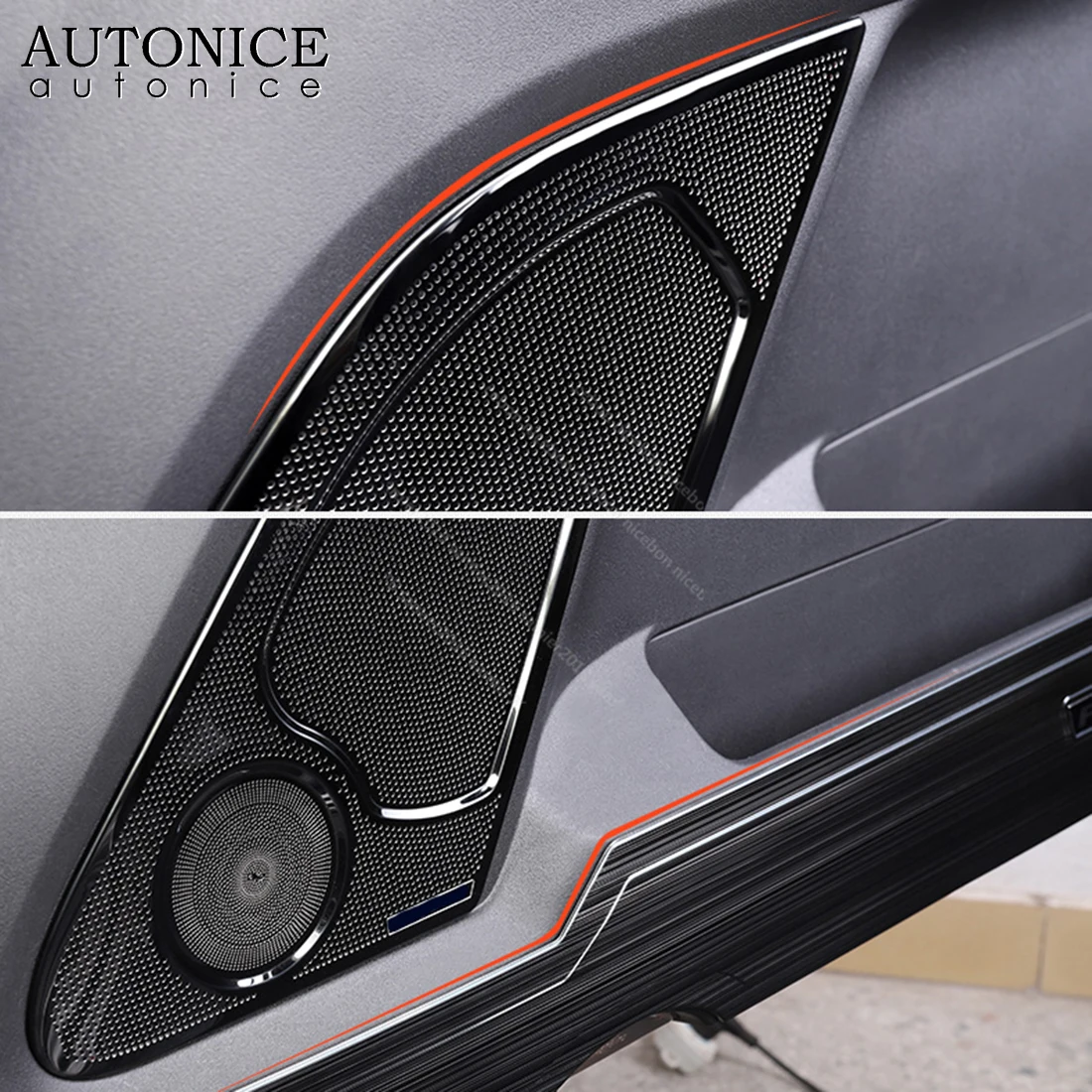 4pc Stainless Steel Door Speaker Audio Ring Cover Trim Fit for Mitsubishi Pajero V93/V97 2007- 2020 Accessories