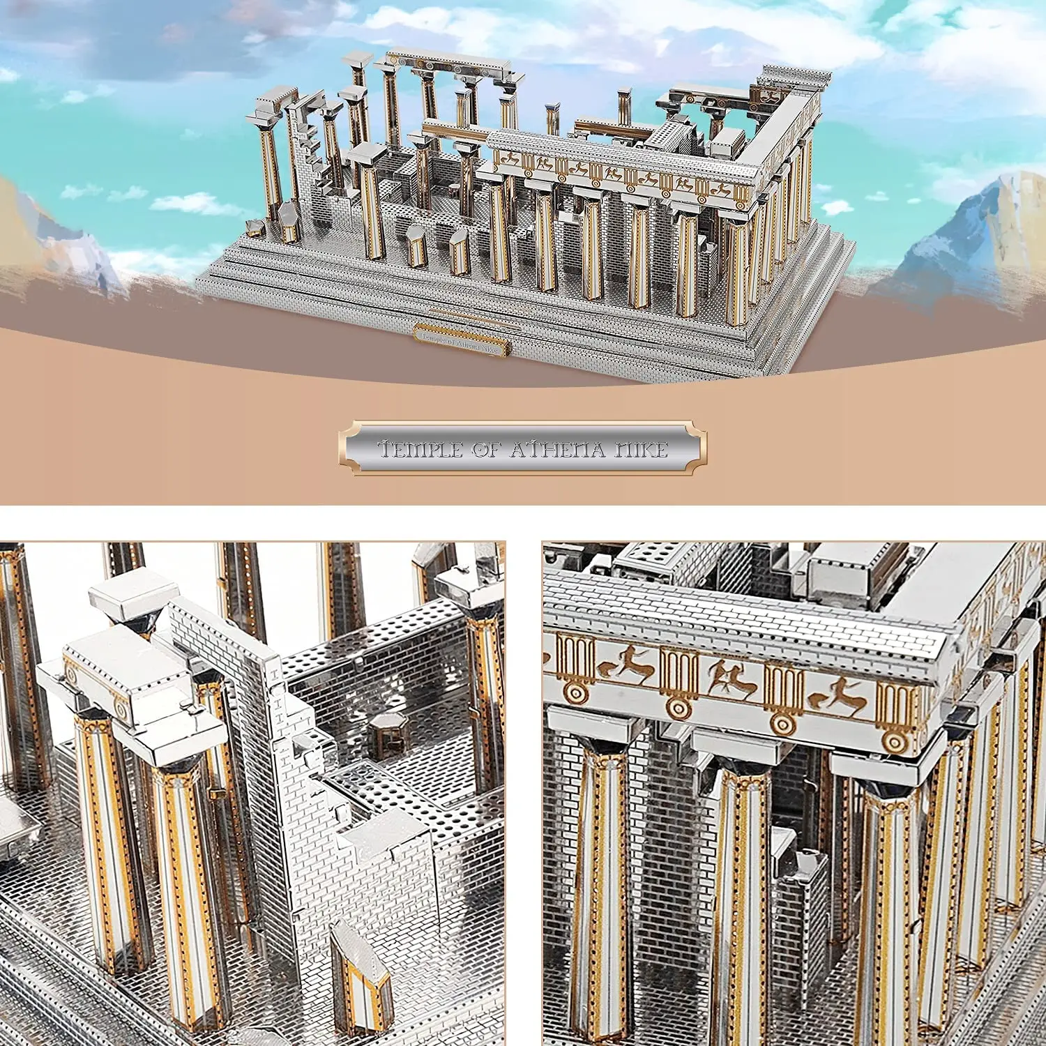 Microworld 3D Metal Puzzle Games Temple of Athena Modele budowlane Zestawy DIY Laser Cut Jigsaw Zabawki Prezenty świąteczne dla nastolatków Dorosły