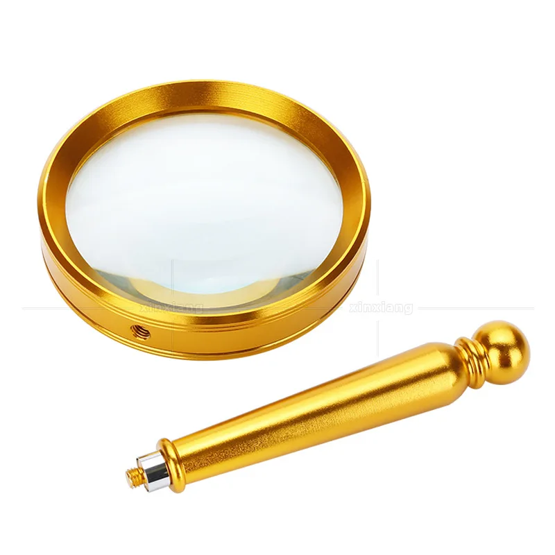 8 vezes de metal cheio banhado a ouro fosco lente de vidro óptico high-end presente lupa família handheld lupa