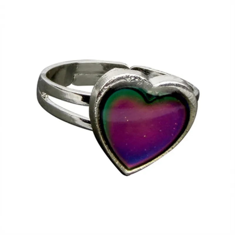 Trendy Love Heart Mood Ring  Adjustable Emotion Feeling Changeable Colour Temperature Ring Jewelry For Kids Birthday Wholesale