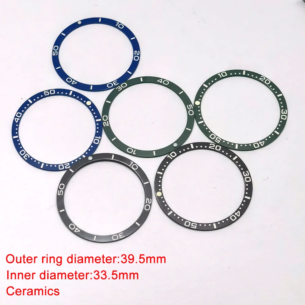Inserto de bisel de cerámica para anillo de reloj, accesorios de subcaja de reloj, diámetro interior de 39,5mm, 33,5mm
