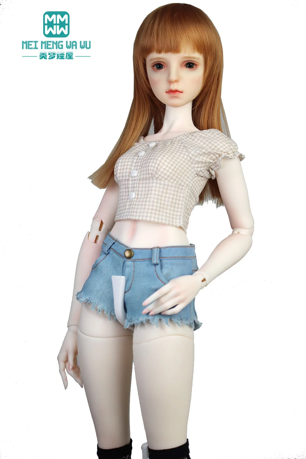 

Fits 58--60cm 1/3 BJD SD DD Dolls clothes toys Ball Jointed Doll Plaid shirt, jeans Girl's gift