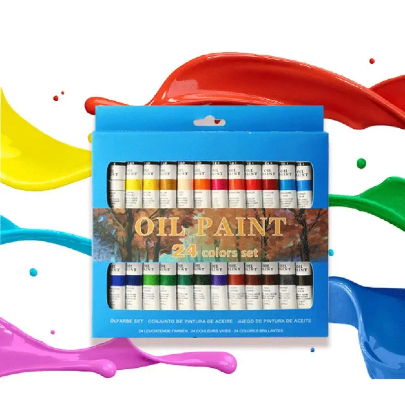 24 Colors Professional Oil Painting Paint Drawing Pigment 12ml Tubes Set Artist Art Supplies for Beginner