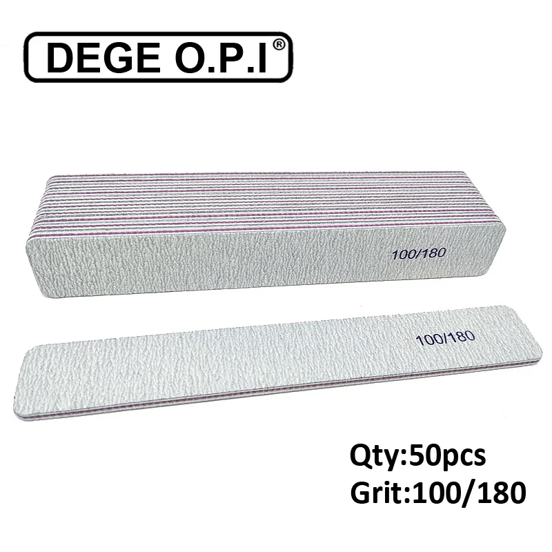 25/50PCS Square Nail Files Grit   80 100 180 Double Side 7*1.1in Sanding Buffer Block Set Grey For UV Polish Pedicure Manicure